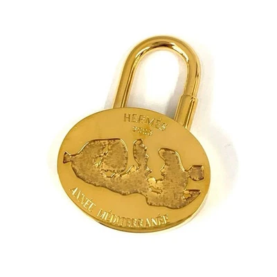 Hermès 2003 Mediterranee Cadena Gold Padlock Bag Charm Limited Edition Used - Photo 1/4