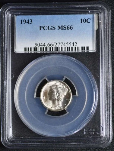 1943 Mercury Dime PCGS MS66