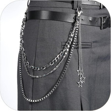 Jean Chain Belt for Men Women, Pocket Goth Punk Belt Chain Layered Pants Chain