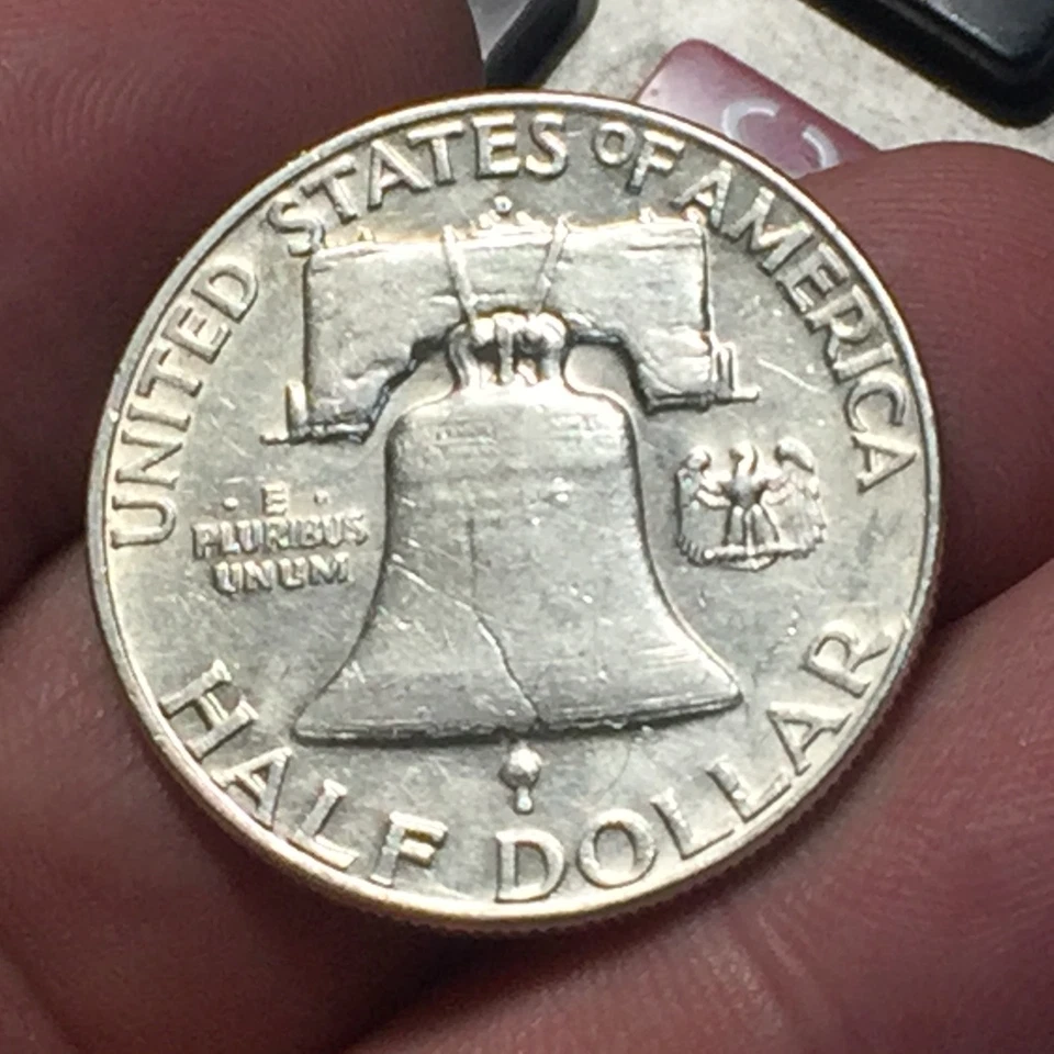 STATI UNITI -MEZZO DOLLARO "FRANKLIN" -HALF DOLLAR 1963 - ARGENTO '900 CAMPANA - Immagine 2 di 2