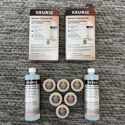 Lot of 2 KEURIG Coffee Brewer Cleaner 14 oz Descaling Solution 6 Rinse Pods