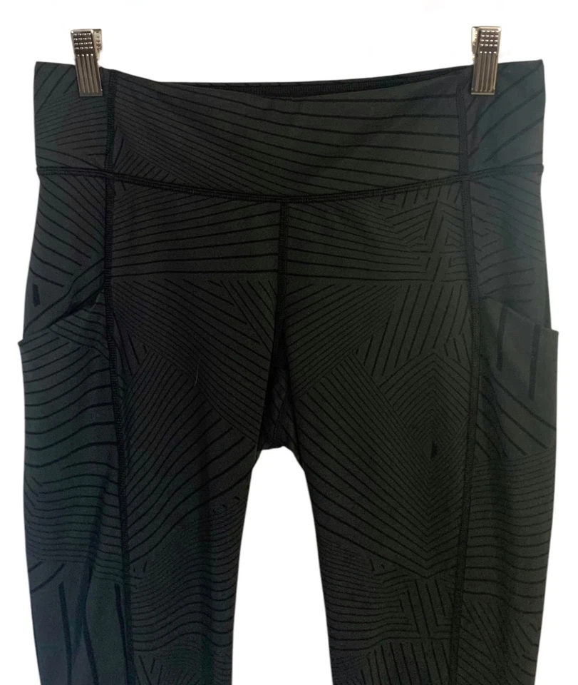 LUCY ACTIVEWEAR Gris + Negro Rayas Tiro Alto Mujer’s Leggings Atléticos Medianos Foto 2 de 4