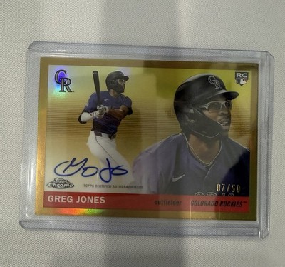 Greg Jones 2025 Topps Chrome Platinum Rc True Gold Refractor Auto /50
