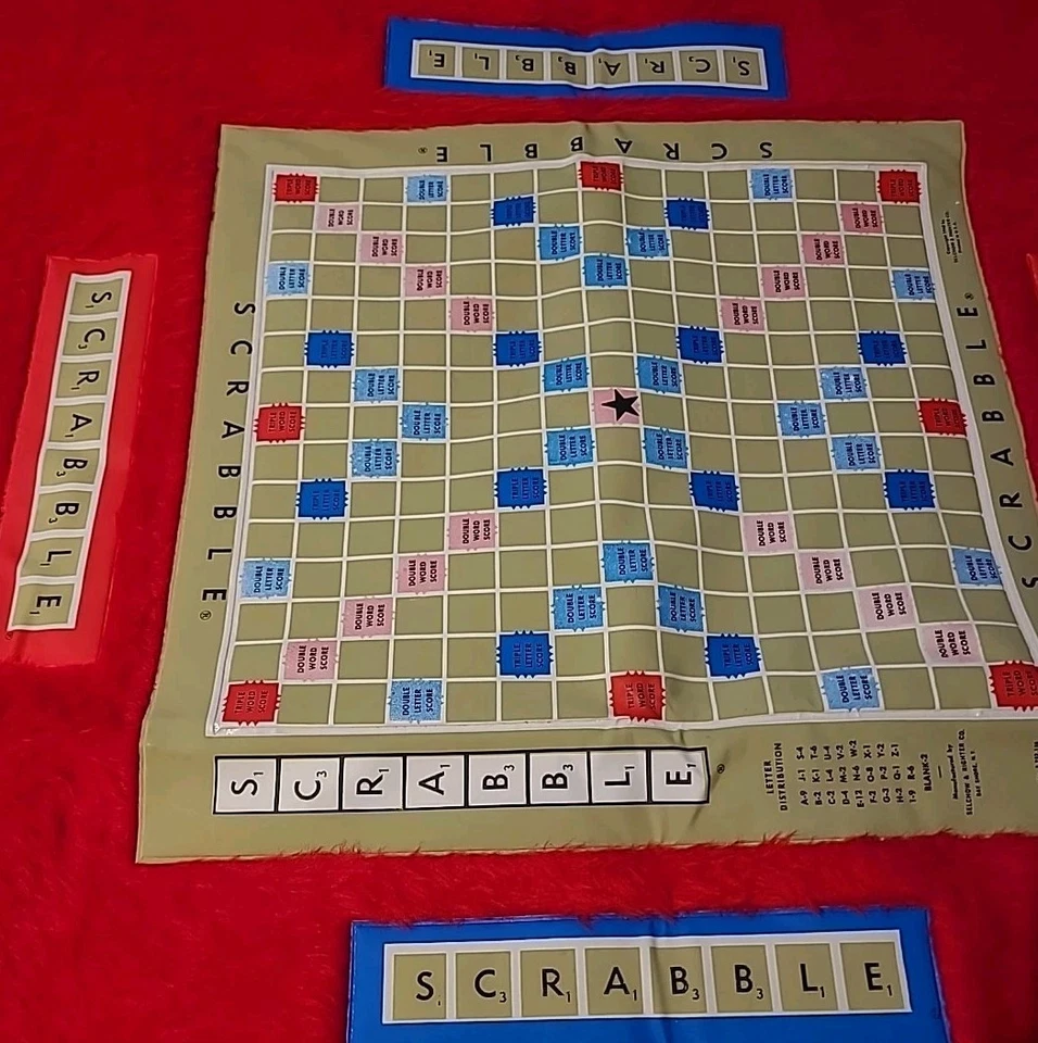 Vintage Itemation Inc. SCRABBLE Game Rug Mat Plush Shag Carpet Board RARE Red - Image 2 of 4