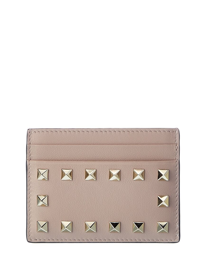 Кожаный держатель для карт Valentino Rockstud Женский розовый 44090₽