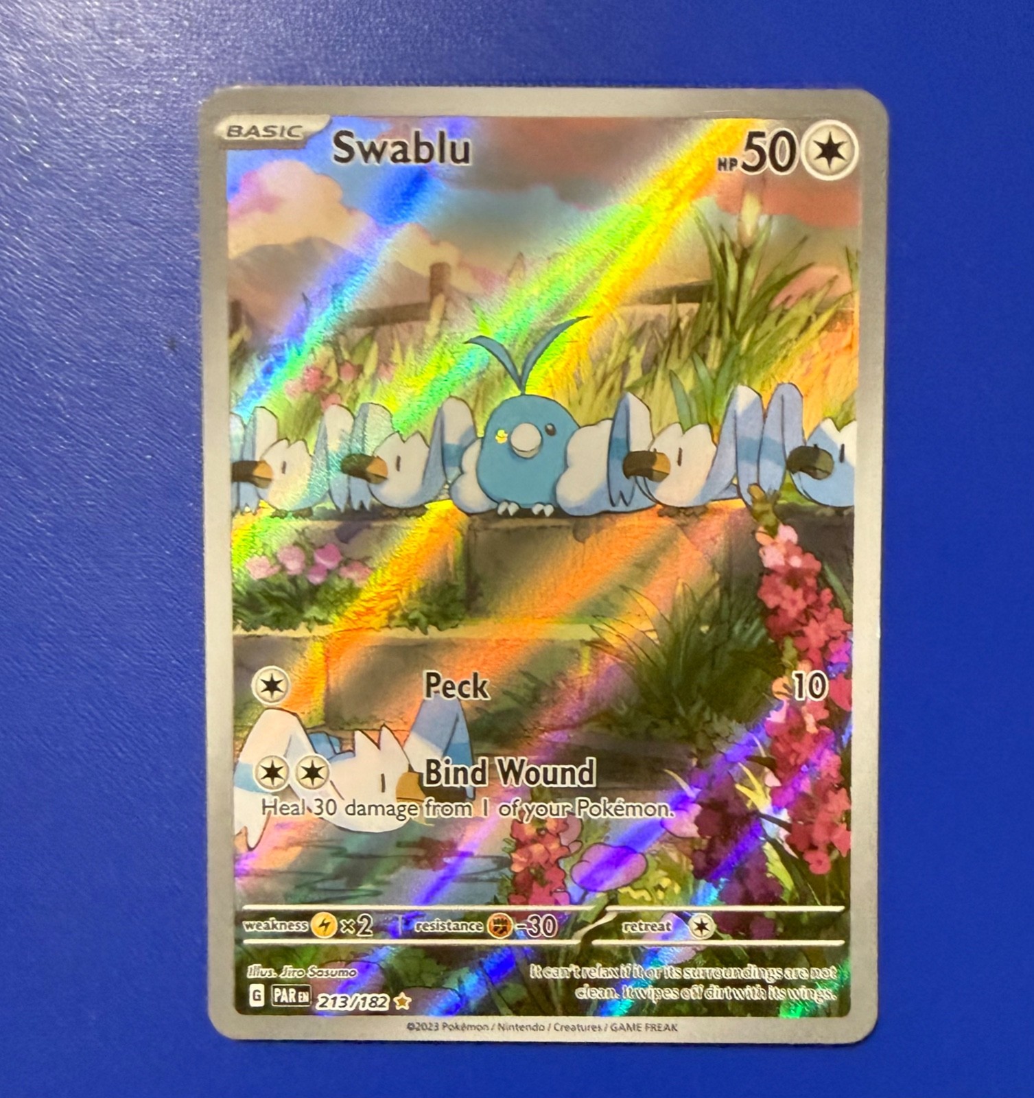Pokémon TCG Swablu Paradox Rift 213/182 Holo Illustration Rare Mint Condition