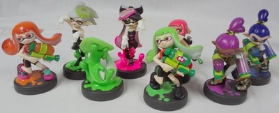 Lot of 8 Authentic Nintendo Switch Wii U Splatoon Black Base Amiibo Figurines!