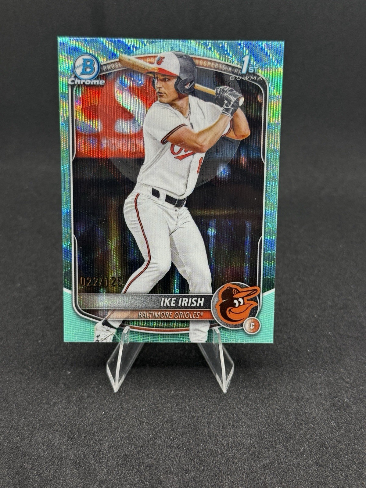 Ike Irish 2025 Bowman Draft #BDC-16 Chrome Aqua Wave Refractor #/125