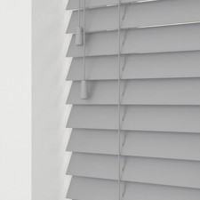 PREMIUM REAL WOOD VENETIAN BLINDS 50MM SLATS STRING BLACK WHITE LIGHT/DARK GREY