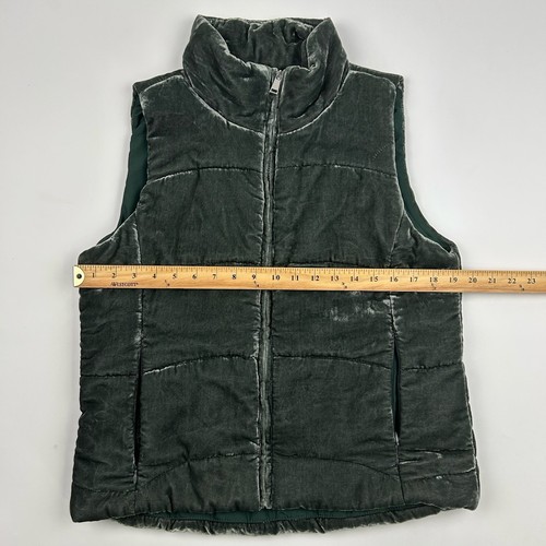 Chaleco Acolchado Loft Terciopelo Verde Cremallera Completa Talla S Rayón Nylon Bolsillos - Imagen 8 de 11