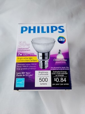 Philips 7PAR20/LED/F40/830/E26/GL/DIM NIB Lot Of 6 7W LED Par 20 Lamps 3K #A47
