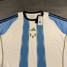 Lionel Messi Argentina Jersey Shirt Men XL Slim Fit Training Kit Stripe Adidas