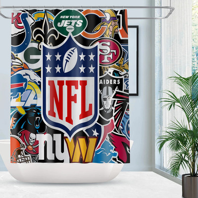 Football Logo Team Bath Rugs Set Shower Curtain Gift For Him Football