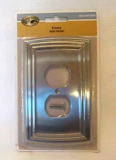 New HAMPTON BAY Emery Duplex Plug Wall Plate Satin Nickel Enclosed Screw NIP