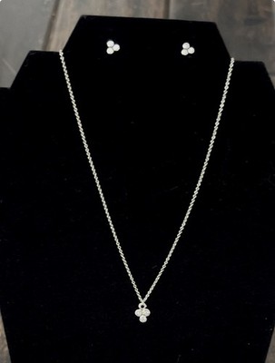 Retired Silpada Dainty Sterling Silver CZ TRIPLETTE Layering Necklace/Earrings