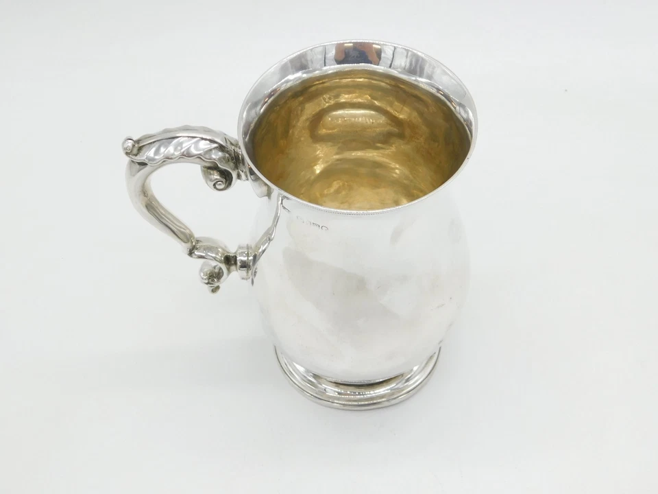 Victorian Sterling Silver Scrolled Baluster Pint Tankard Antique 1887 London - Image 2 of 4
