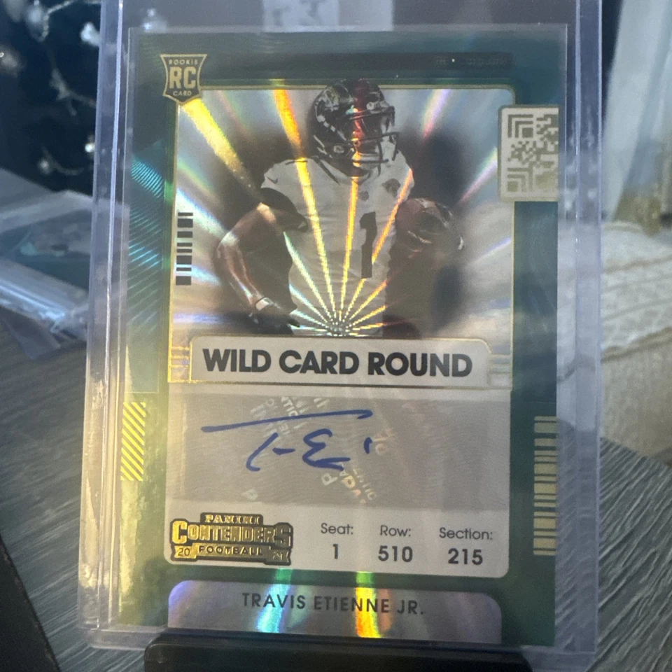 2021 Contenders Ticket RPS Wild Card Round Travis Etienne Jr #112 Rookie Auto RC - Image 2 of 4