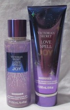 Victoria's Secret Shimmer Fragrance Mist  Lotion Set Lot of 2 LOVE SPELL JOY