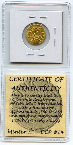 Alaska Gold, Koyuk Mining Dist, Dime Creek, 1 DWT, HR.6, Gold & Platinum Nugget!
