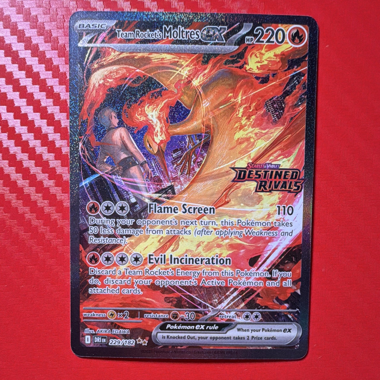 Pokemon Destined Rivals Team Rocket’s Moltres ex 229/182 Stamped Promo