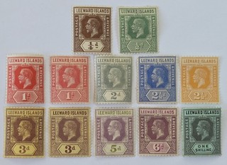 LEEWARD ISLANDS CLASSICS 1912 21 Lot of 12 Very Fine Mounted Mint.