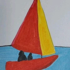 Gat Impressionist Original Painting 11x14 Canvas Sailboat Hand Painted Lake Art