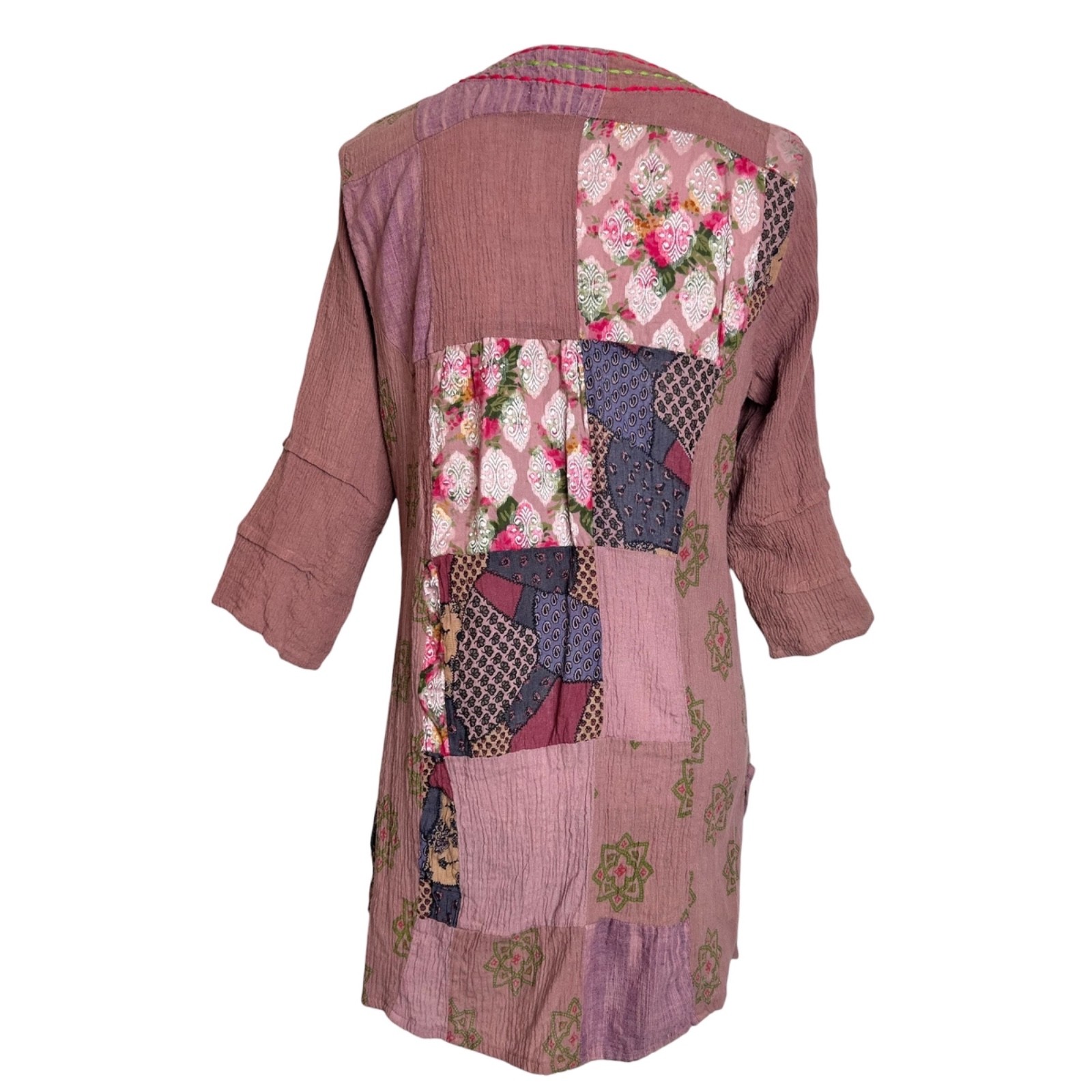 Indigo Threads Co Top L Purple Patchwork Floral B… - image 6