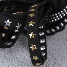 1x Faux Leather Flat Rope Rivet Cord Ribbon Tape Trim DIY Bracelet Necklace Chic