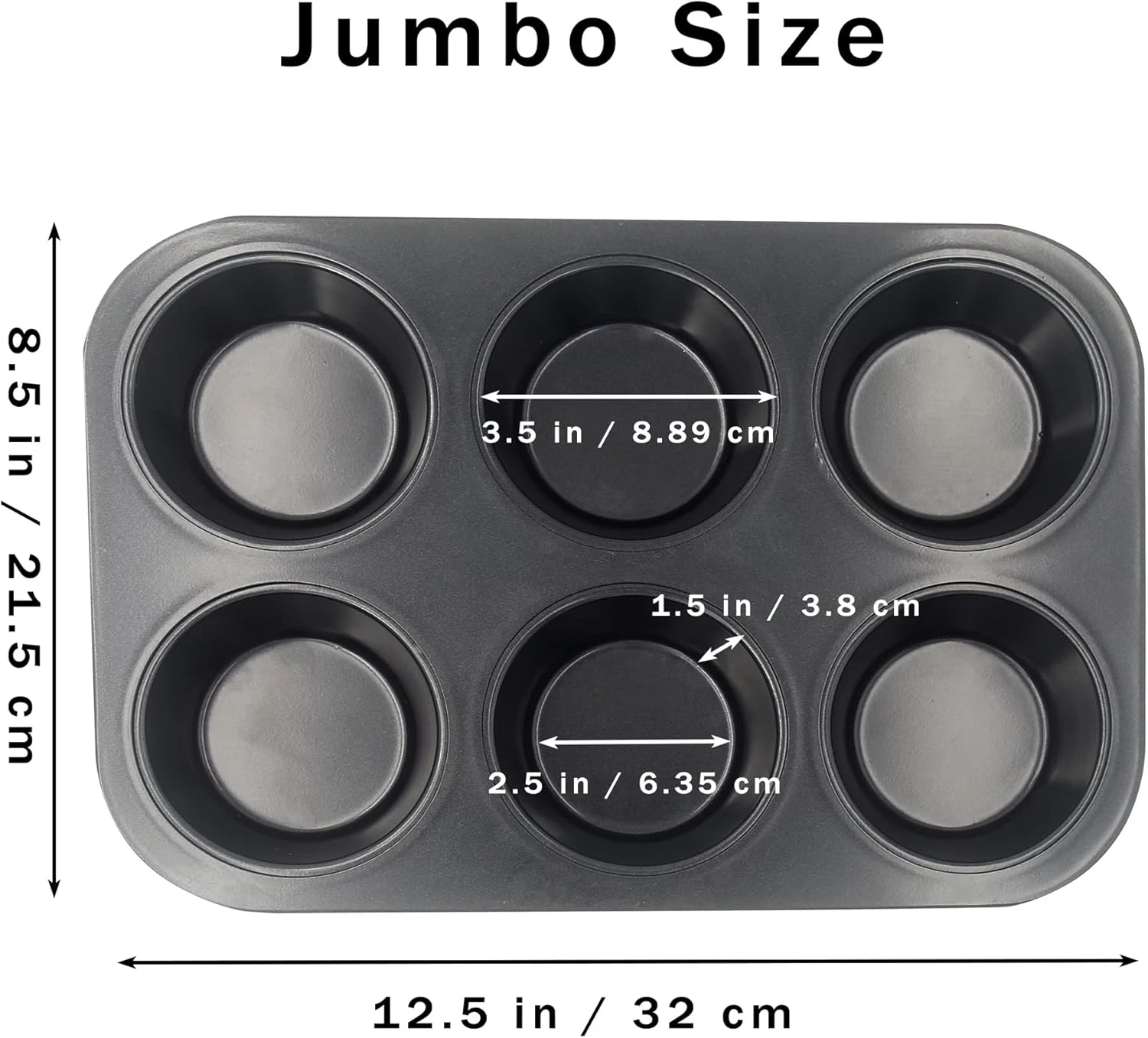 Non-Stick Jumbo Muffin Pans 6-Cup 2 Set Baking Pans a Spatula Extra-Large
Opens in a new window or t