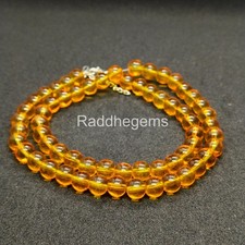 Natural Citrine Necklace, 8mm Round Bead, Real Yellow Citrine Jewelry, November