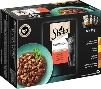 Sheba Katzen-Nassfutter Selection in Sauce, 48 Portionsbeutel, 12x85g (4er Pack)