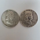1950 P&D Franklin Half Dollars 90% SILVER (2 Coin Set) ***Exact Coins*** #00-66