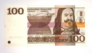 NETHERLANDS 1970 P-93a 100 Gulden De Ruyter