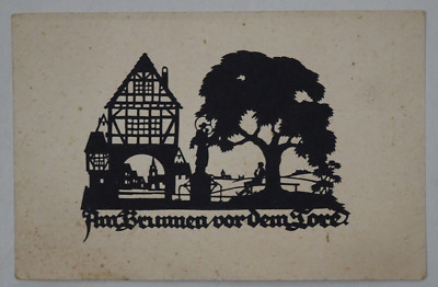 Postcard Print of AM Schwindt Scissor Cuts Art Am Brunnen vor dem tore Germany