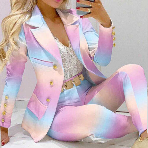 2Pcs Women Business Blazer Suit Jacket Tops+Pants Ladies OL Formal Work Coat Set - Picture 6 of 22