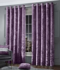 Crushed Velvet Ring top Eyelet Fully Lined Ready Made Curtain Pair Blush Silver