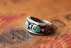 Vintage Hand Made Sterling Silver Turquoise Ring 8.9 g Size 9.5