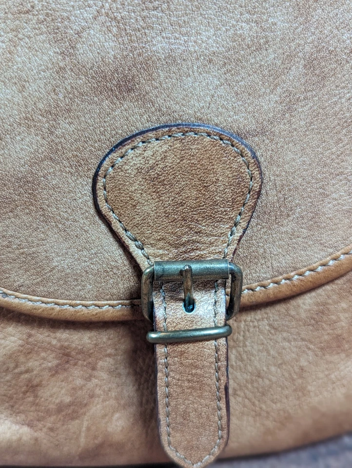 Mochila con cordón de cuero marrón hecha en Italia vintage GIUDI para mujer años 90 Y2K Foto 3 de 4