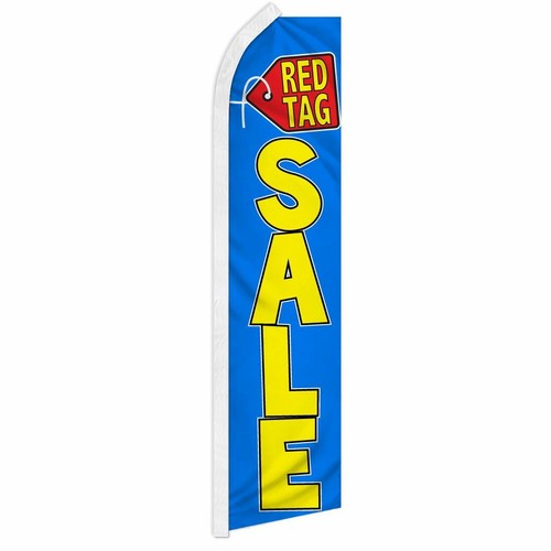 "RED TAG SALE" advertising super flag swooper banner business sign deal discount