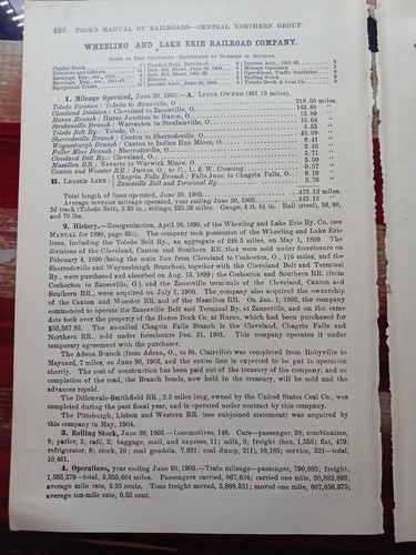1904 train Report WHEELING & LAKE ERIE RAILROAD Warwick Mines Navarre Ohio