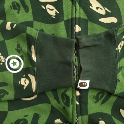 BAPE FACE logo shark full zip hoodie Green A Bathing Ape Size 2XL