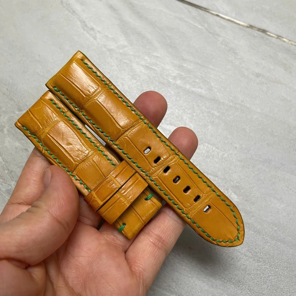 Correa de reloj de cuero genuino amarillo de 24 mm/22 mm Foto 4 de 4