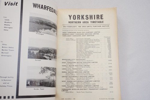 Autobús Yorkshire Northern 1969 horario ferroviario y mapa West Yorshire Road Car - Imagen 2 de 10