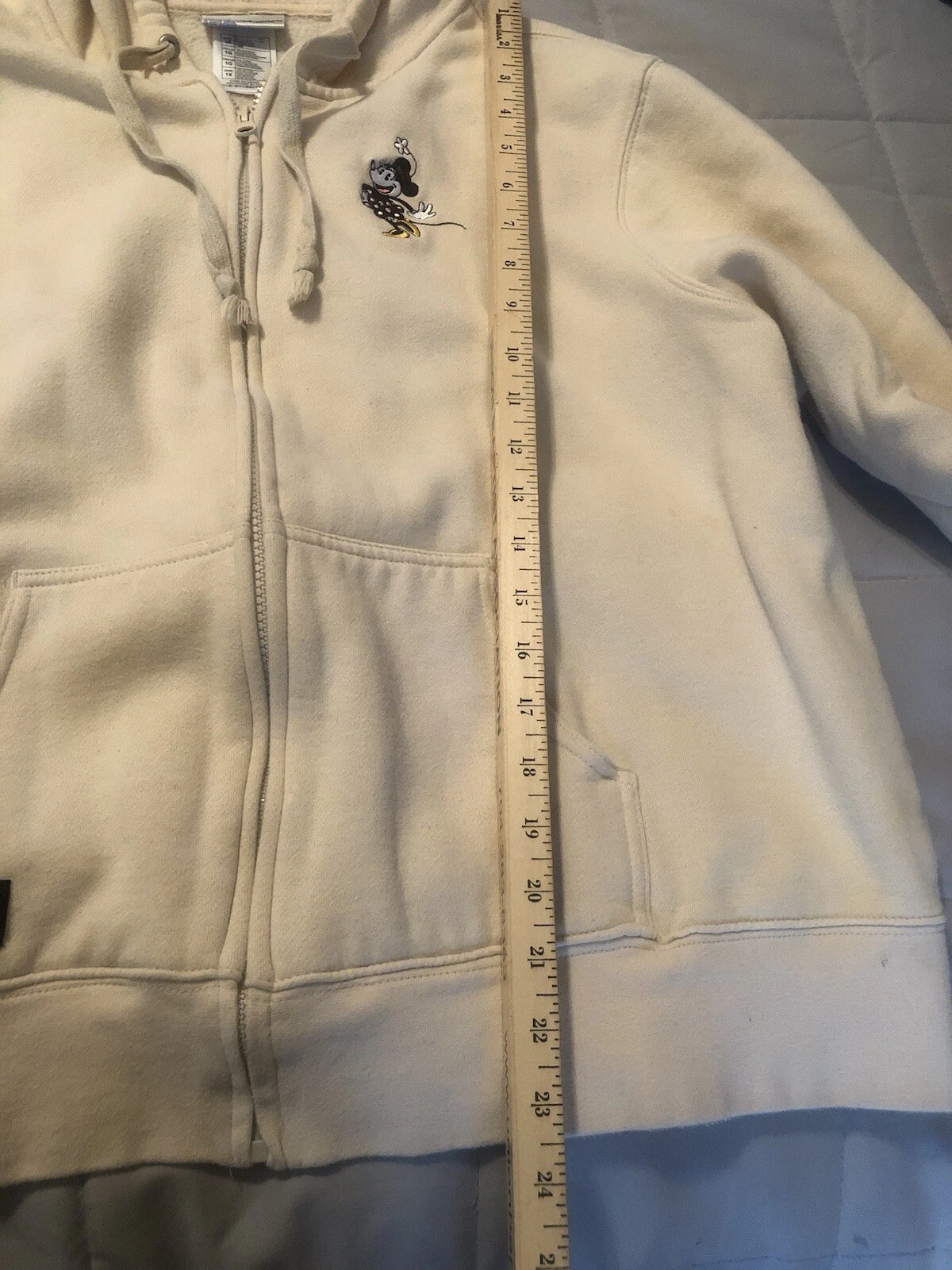 OFF WHITE Giacca con cappuccio manica lunga in pile bianco sporco MINNIE MO di Parchi Disney taglia 1X