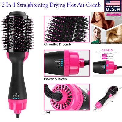 2 En 1 Plancha y Secado Cepillo Caliente De Aire Secador Para Cabello  Electrico 788573390468 | eBay