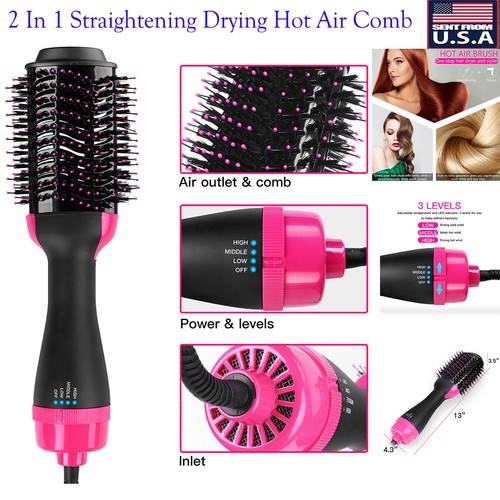 2 En 1 Plancha y Secado Cepillo Caliente De Aire Secador Para Cabello  Electrico 788573390468 | eBay