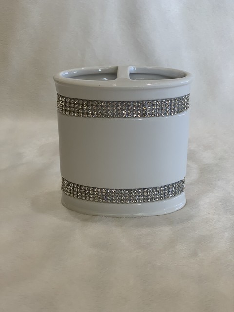 Bath Accessory Sets Home Garden Bella Lux Bath Accessory White Silver Crystals Rhinestones Tissue Holder Kleenex Adrp Fournitures Fr