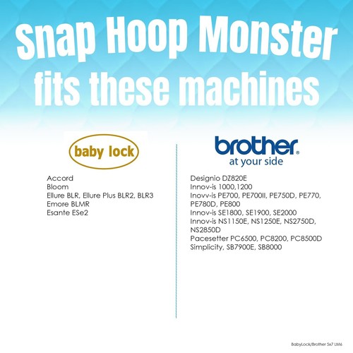 Snap Hoop Monster for Baby Lock/Brother (5" x 7") Magnetic Embroidery Hoop w/... - Picture 2 of 4
