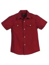 Boy's Western Short Sleeve Shirt Pearl Snaps Solid Dress Shirt 2 Pocket SS-45W