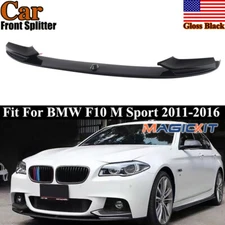 Gloss Black For 11-16 BMW F10 5 Series M Sport Bumper Front Lip Spoiler Splitter